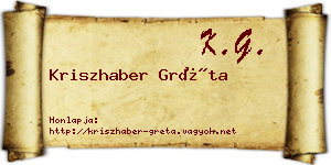 Kriszhaber Gréta névjegykártya
